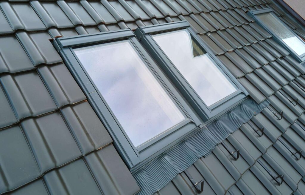 Modern skylights on tiled roof