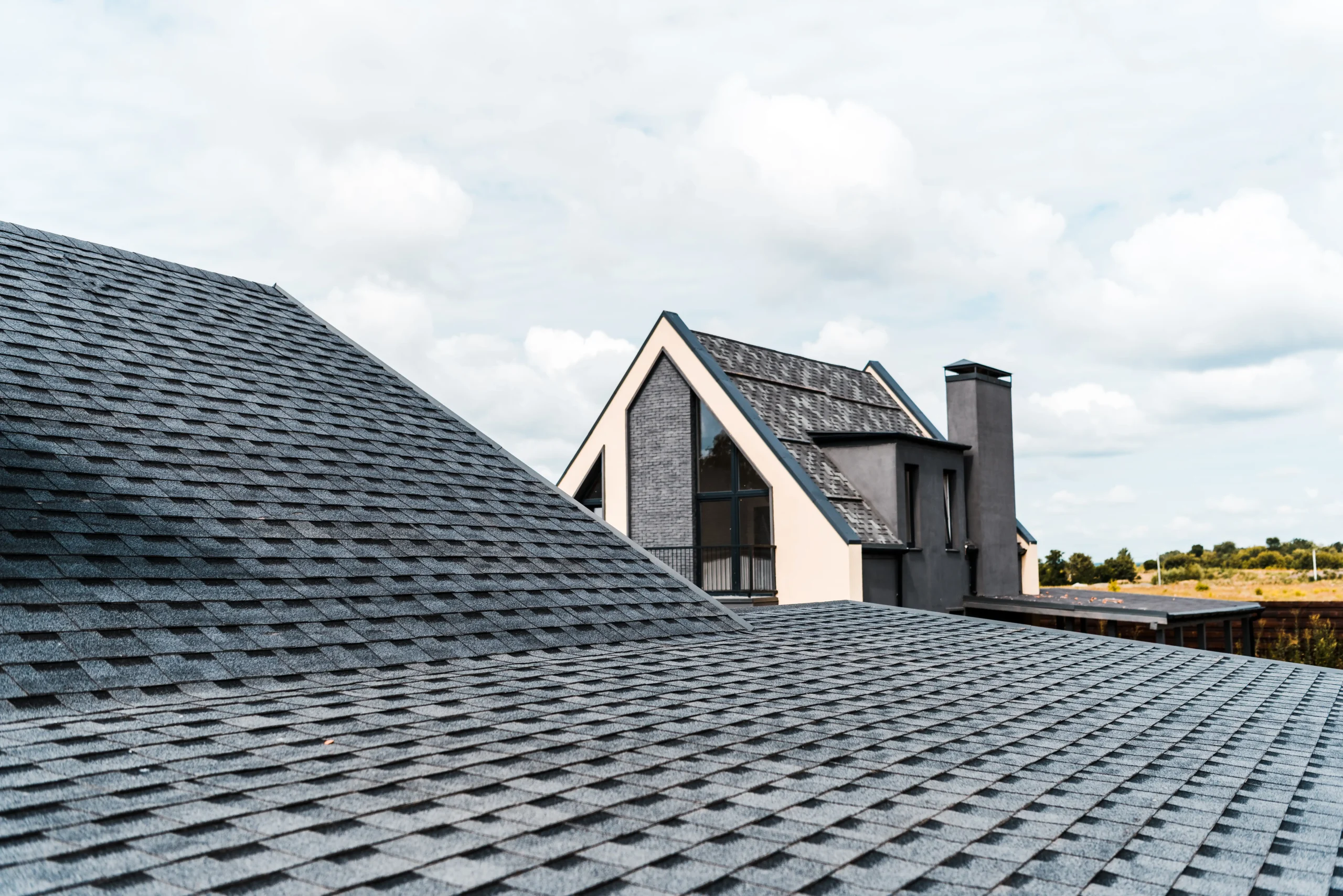 Modern house with textured gray roof